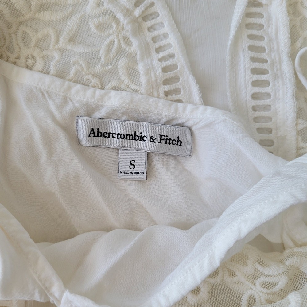 Abercrombie & Fitch Lace Dress Womens Small White Floral Ladder Stitch Boho - Picture 6 of 8